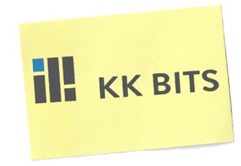 KKBits Firmenlogo auf einem gelben Post-it.
