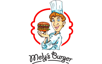 Individuell entwickelte Koch-Illustration als Markenfigur für Melly’s Burger