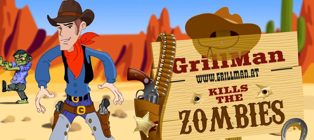 Grillmann kills the Zombies – HTML5-Browserspiel für ein Restaurant mit Cowboy und Zombie als kreative Marketingaktion.