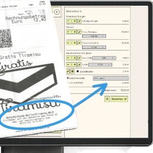Gutscheinsystem für Restaurants mit automatischem Gutscheincode auf dem Kassenbon für mehr Folgebestellungen.