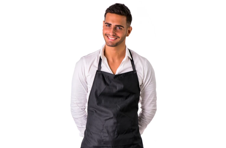Freundlicher Restaurantmitarbeiter für Online-Bestellungen und Lieferservice