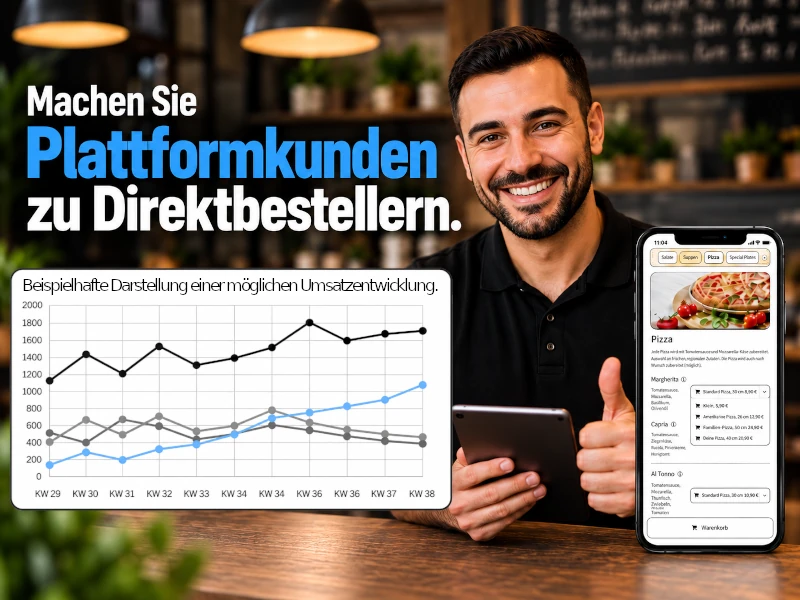 Kundenbewertungen auf der Restaurant-Webseite für mehr Vertrauen und Direktbestellungen.